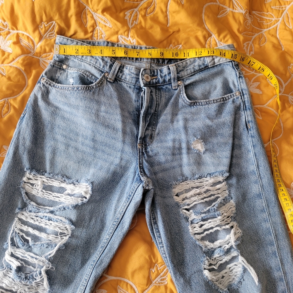 &Denim, button Fly distressed jeans size 8
